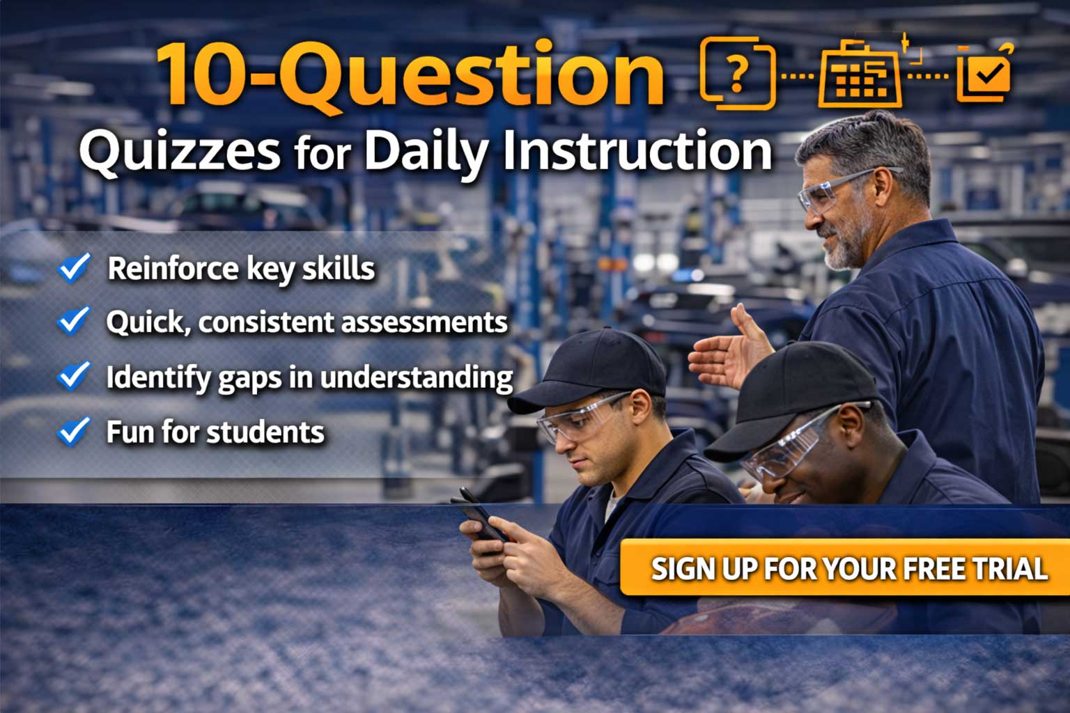 Automotive quizzes for daily instruction